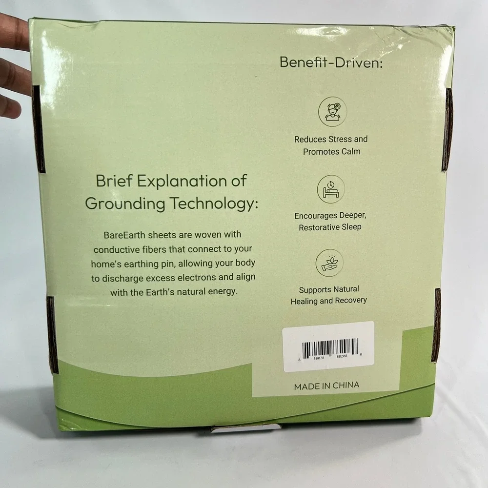 BareEarth Grounding Sheet Queen White Kit 10% Silver Cotton Earthing Bedding